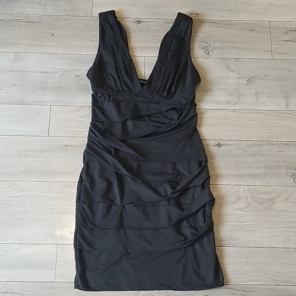 Forever 21 Black Tiered Bodycon Mini Dress S